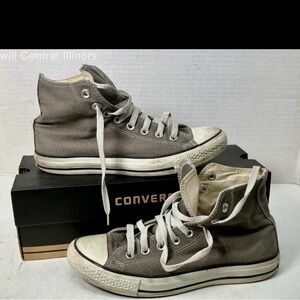 Converse Chuck Taylor’s High-Tops in Charcoal and White. Men’s 7 women’s 9